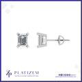 Substantial Emerald Cut Diamond Studs Finished with Screw Back Posts