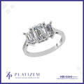 18kt Gold Three Stone Emerald Cut Diamond Engagement Ring for Women