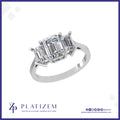 Emerald Cut Diamond Ring Featuring a Dramatic Center Between Two Sides