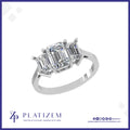 Three Stone Emerald Cut Diamond Ring with a Distinctly Larger Center