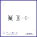 Larger Emerald Cut Diamond Studs Set on a Sturdy Four Prong Base