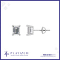 Four Prong Emerald Cut Diamond Studs for Women