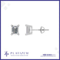 Matched Emerald Cut Diamond Studs Set with Four Point Prong Corners