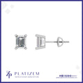 Emerald Cut Diamond Studs with a Simple Four Claw Prong Setting
