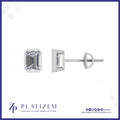 Emerald Cut Diamond Screw Back Stud Earrings for Women