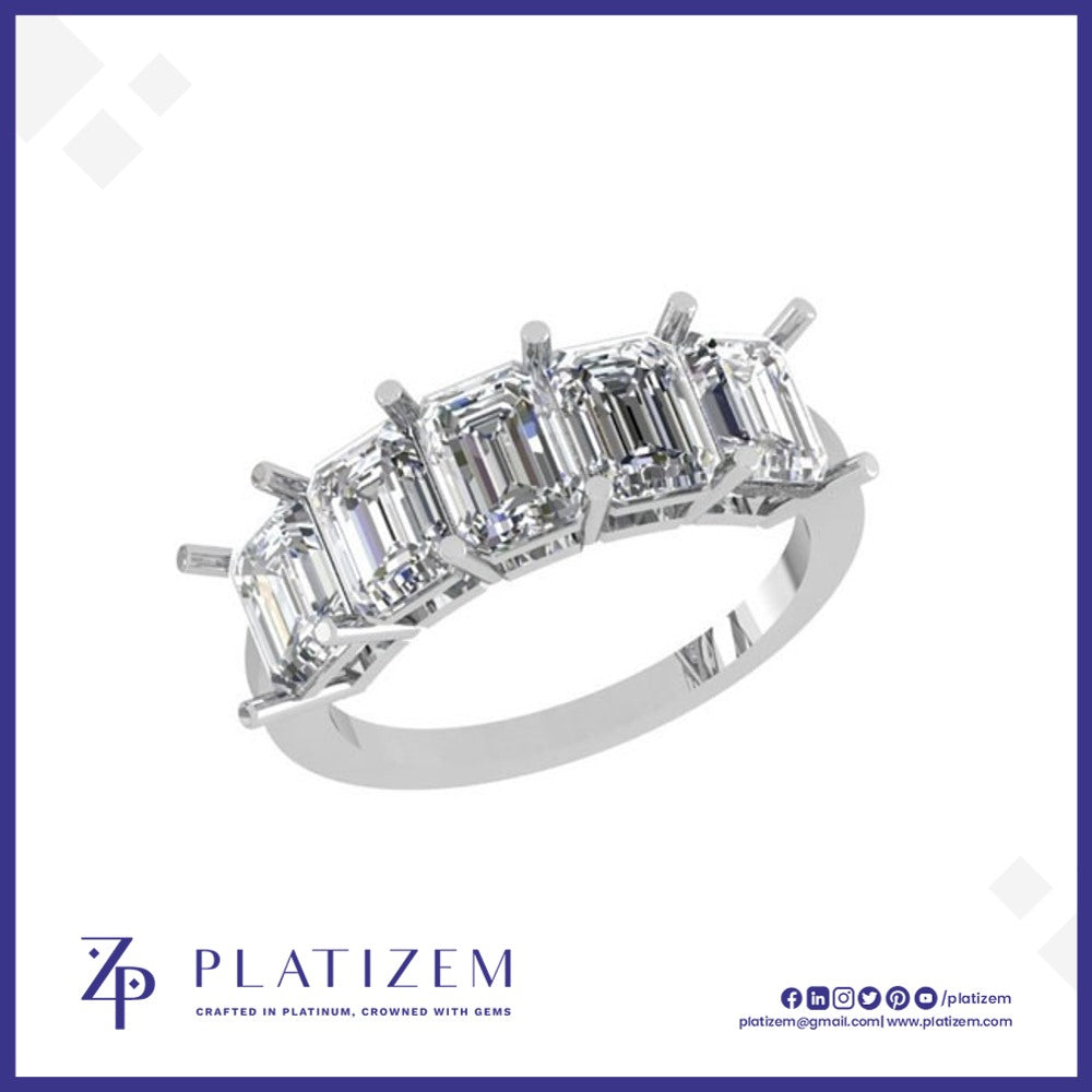 Five Stone Emerald Cut Diamond Ring for Women