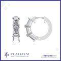 Three Stone Emerald Cut Diamond Huggie Hoops for Women