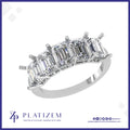 Five Stone Emerald Cut Diamond With Platinum Pt950 Ring for Women