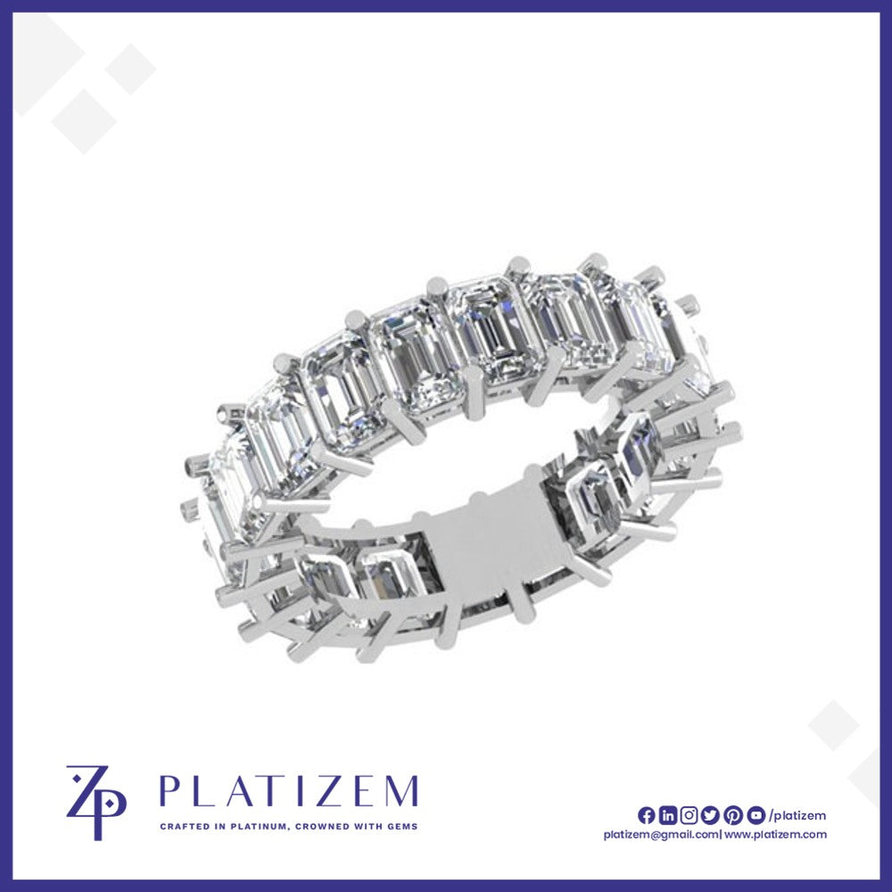 Prong Set Emerald Cut Diamond Eternity Band for Women