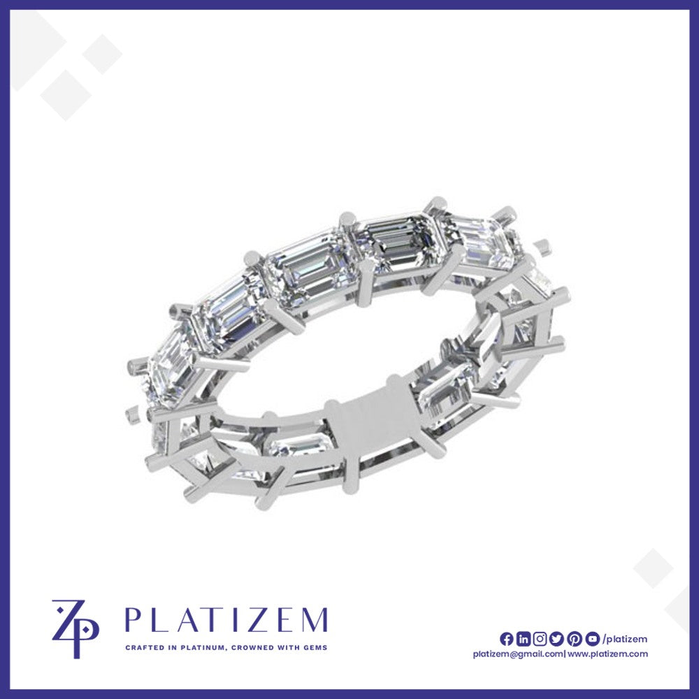 Prong Set Emerald Cut Eternity Ring for Women