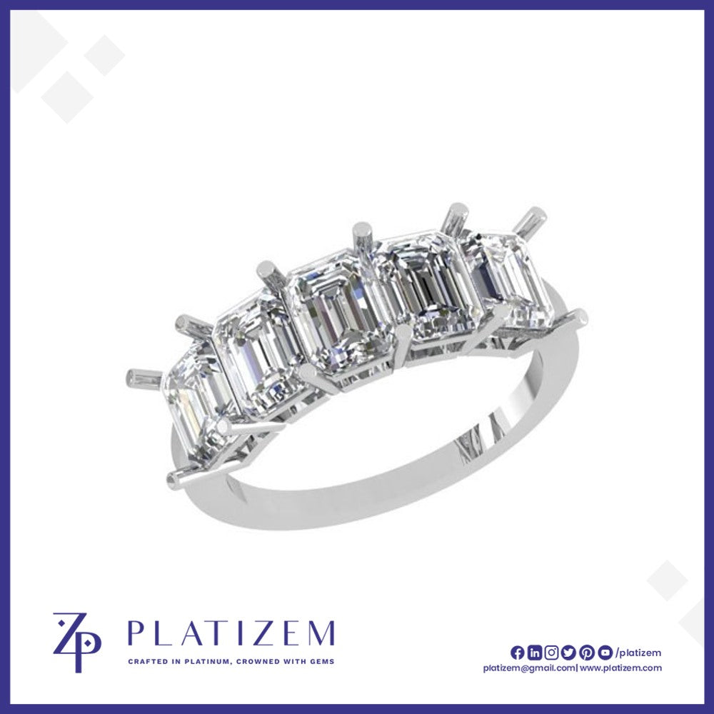Five Stone Emerald Cut Diamond Band for Women