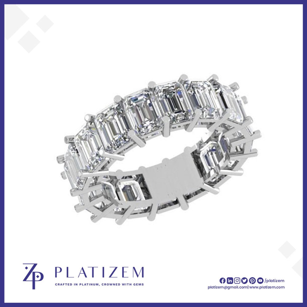 Emerald Cut Diamond Full Eternity Band Wrapping Completely Around