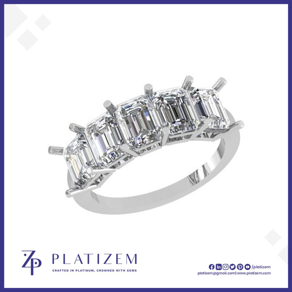 Five Emerald Cut Diamonds Set Together for a Full Two Carat Look