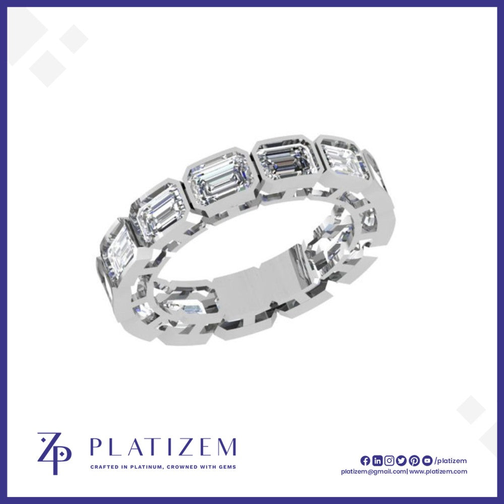 Emerald Cut Diamonds Bezeled Into a Bold Full Eternity Circle