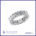 Emerald Cut Diamonds Ring the Full Band with Individual Prong Sets