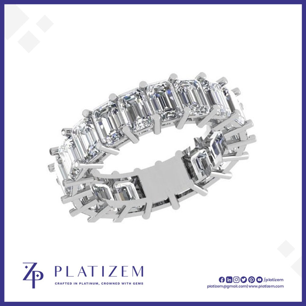 Emerald Cut Diamonds Circle the Entire Band for Nonstop Sparkle