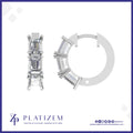 Emerald Cut Diamond Hoop Earrings Featuring a Vertical Three Stone Row