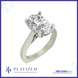 Oval Cut Solitaire Engagement Ring with Hidden Halo