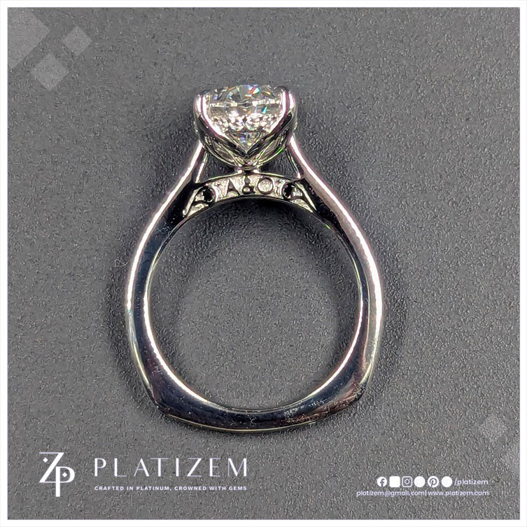 Oval Cut Solitaire Engagement Ring with Hidden Halo