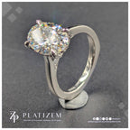 Oval Cut Solitaire Engagement Ring with Hidden Halo