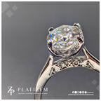 Oval Cut Solitaire Engagement Ring with Hidden Halo