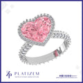 Pink Heart Halo Ring with Split Diamond Shank