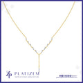 Diamond Y Necklace Featuring a Curved Chain and Drop Pendant Finish