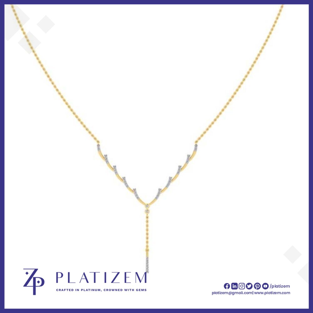 Diamond Y Necklace Featuring a Curved Chain and Drop Pendant Finish