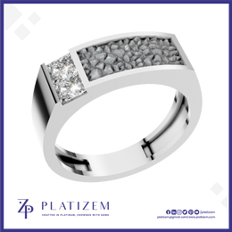 Princess Cut Lab Grown Diamond Mens Ring
