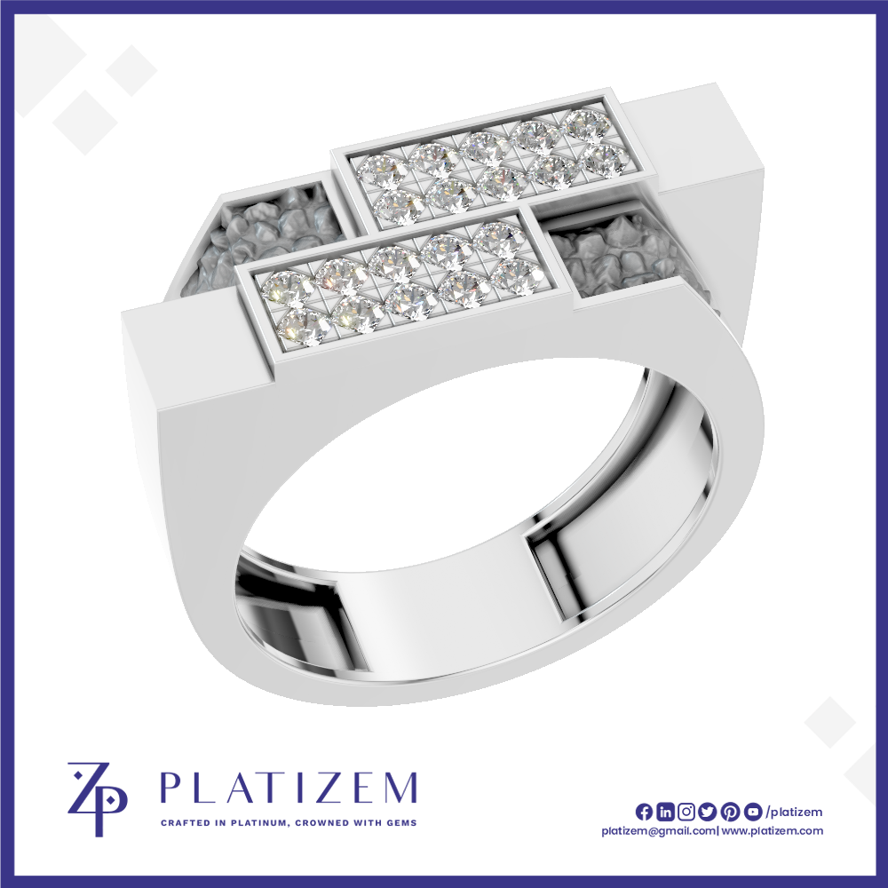 Dual Row Laboratory Grown Diamond Mens Ring
