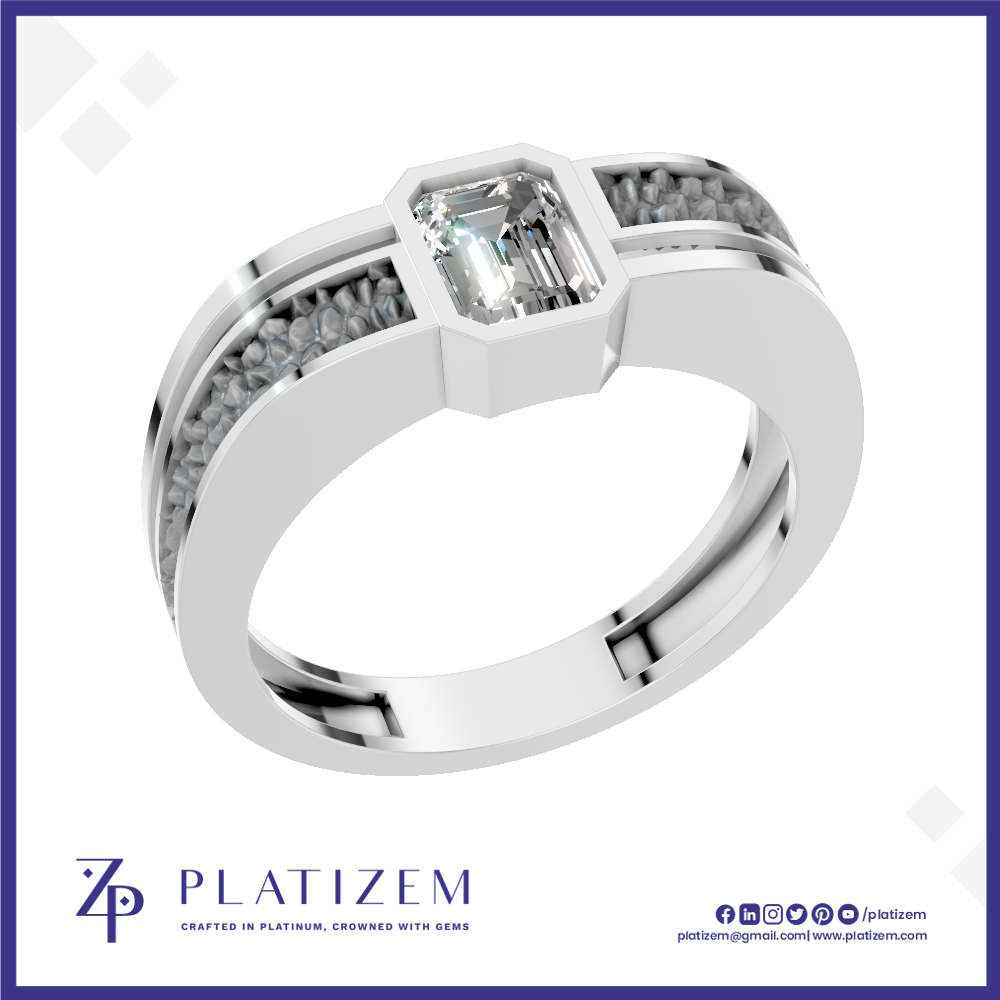 Emerald Cut Laboratory Grown Diamond Mens Ring