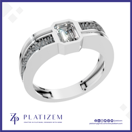 Emerald Cut Lab Grown Diamond Mens Ring