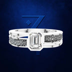 Emerald Cut Laboratory Grown Diamond Mens Ring