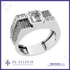 Emerald Cut Lab Grown Diamond Mens Ring