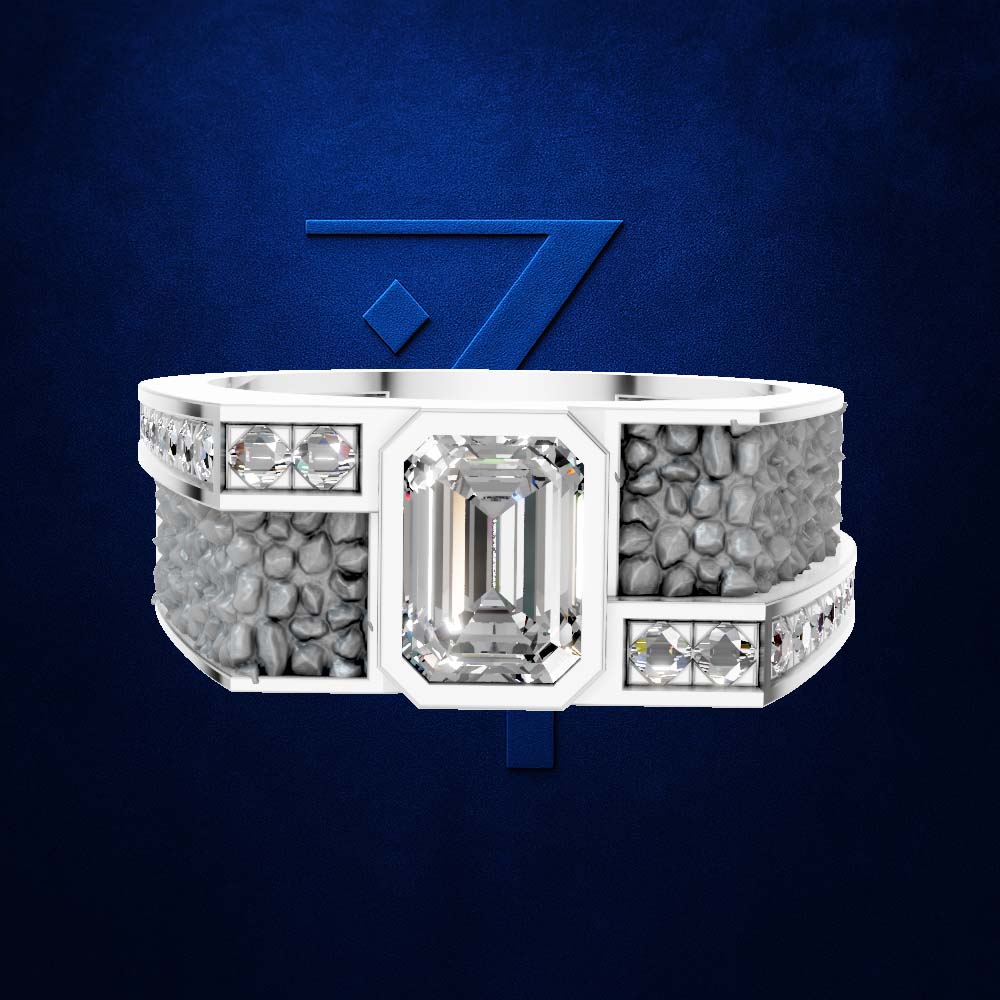 Emerald Cut Lab Grown Diamond Mens Ring