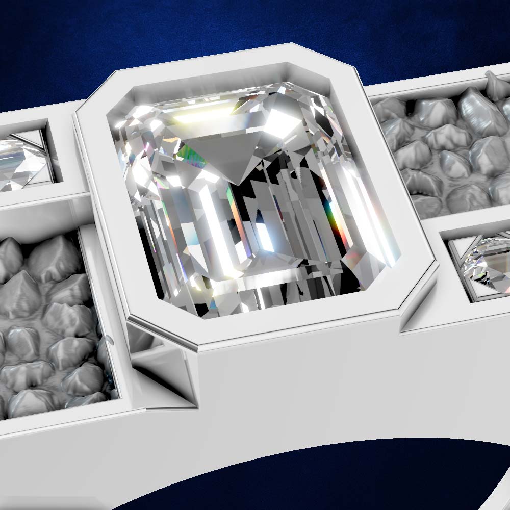 Emerald Cut Lab Grown Diamond Mens Ring
