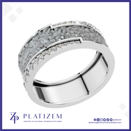 Rock Textured Lab Grown Diamond Wedding Band