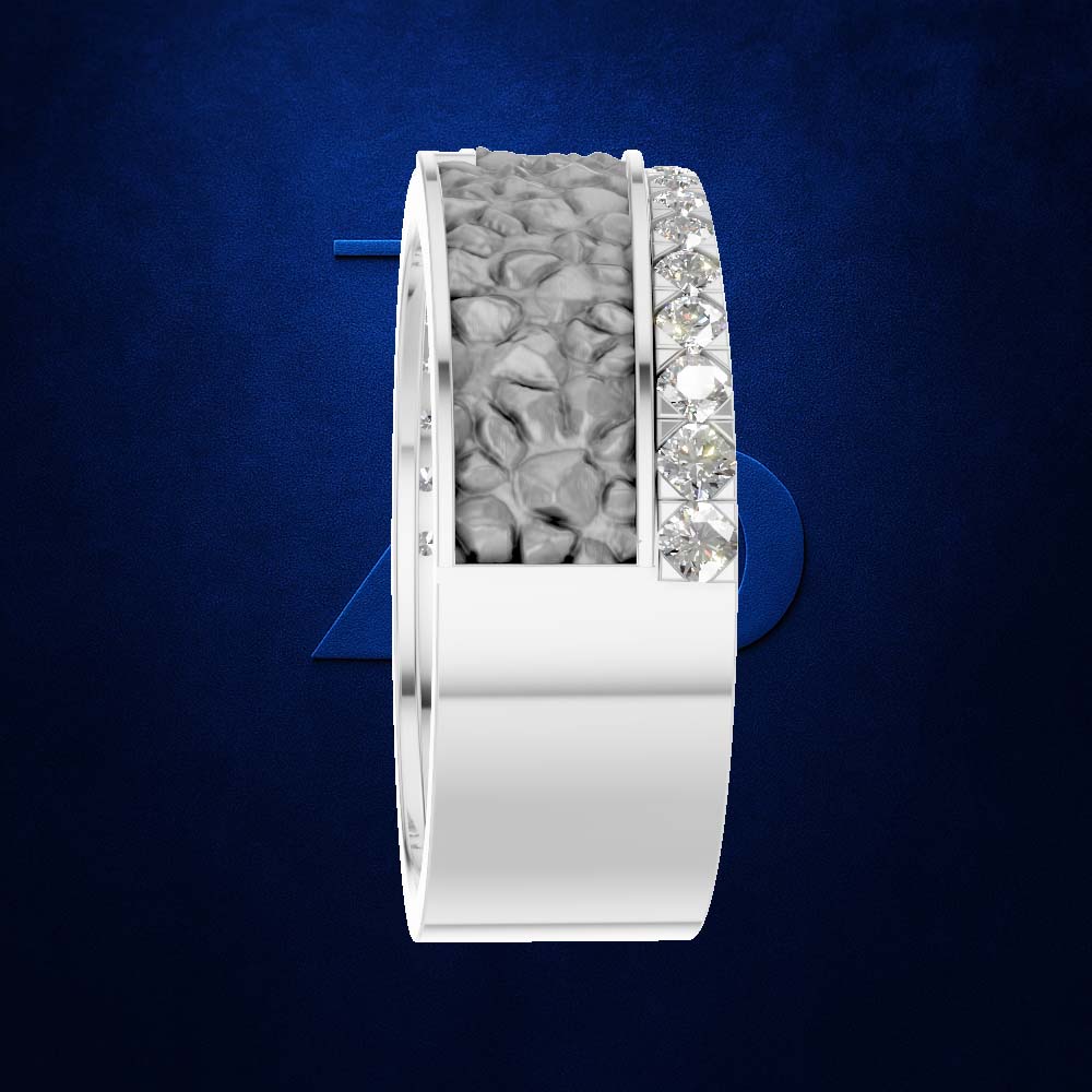 Rock Textured Lab Grown Diamond Wedding Band