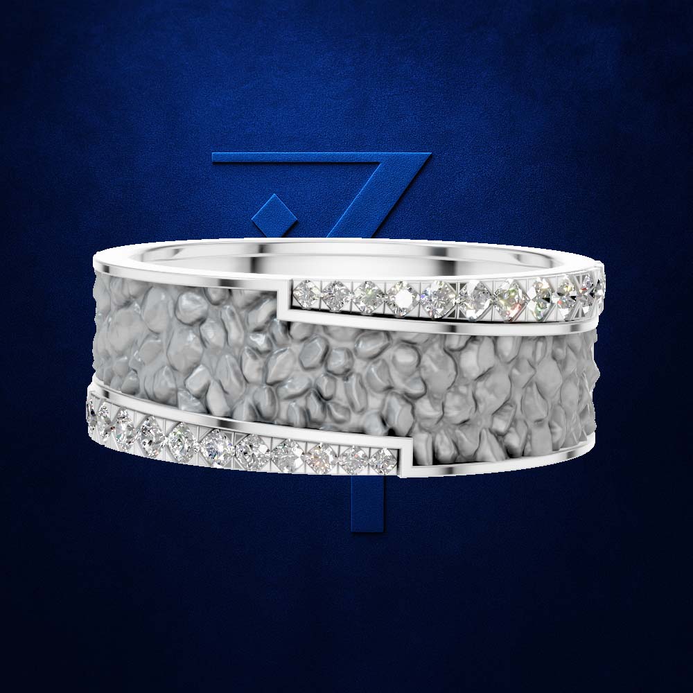 Rock Textured Lab Grown Diamond Wedding Band