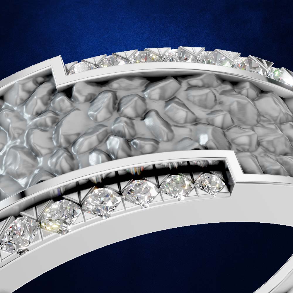 Rock Textured Lab Grown Diamond Wedding Band