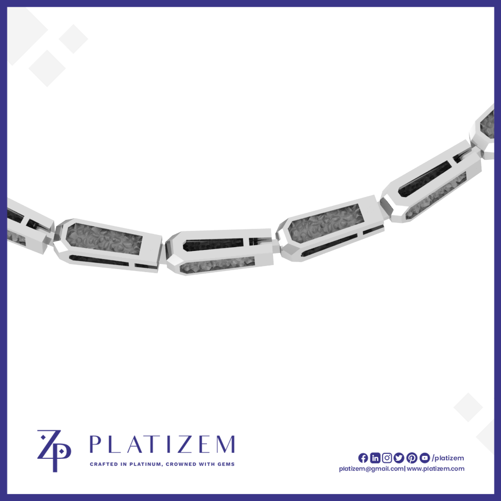 Textured Bar Link Chain Necklace for Men with Box Clasp