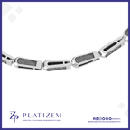 Textured Bar Link Chain Necklace for Men with Box Clasp
