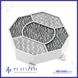 Textured Lab Diamond Studded Button Unique Fine Jewelry for Women
