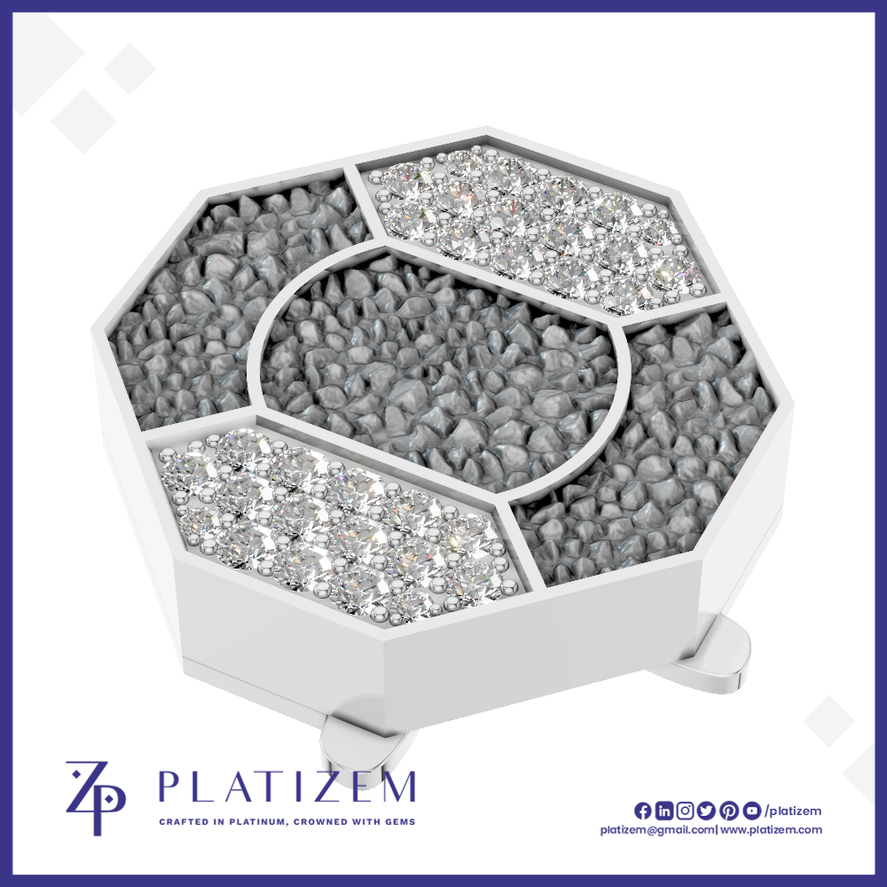Textured Lab Diamond Studded Button Unique Fine Jewelry for Women
