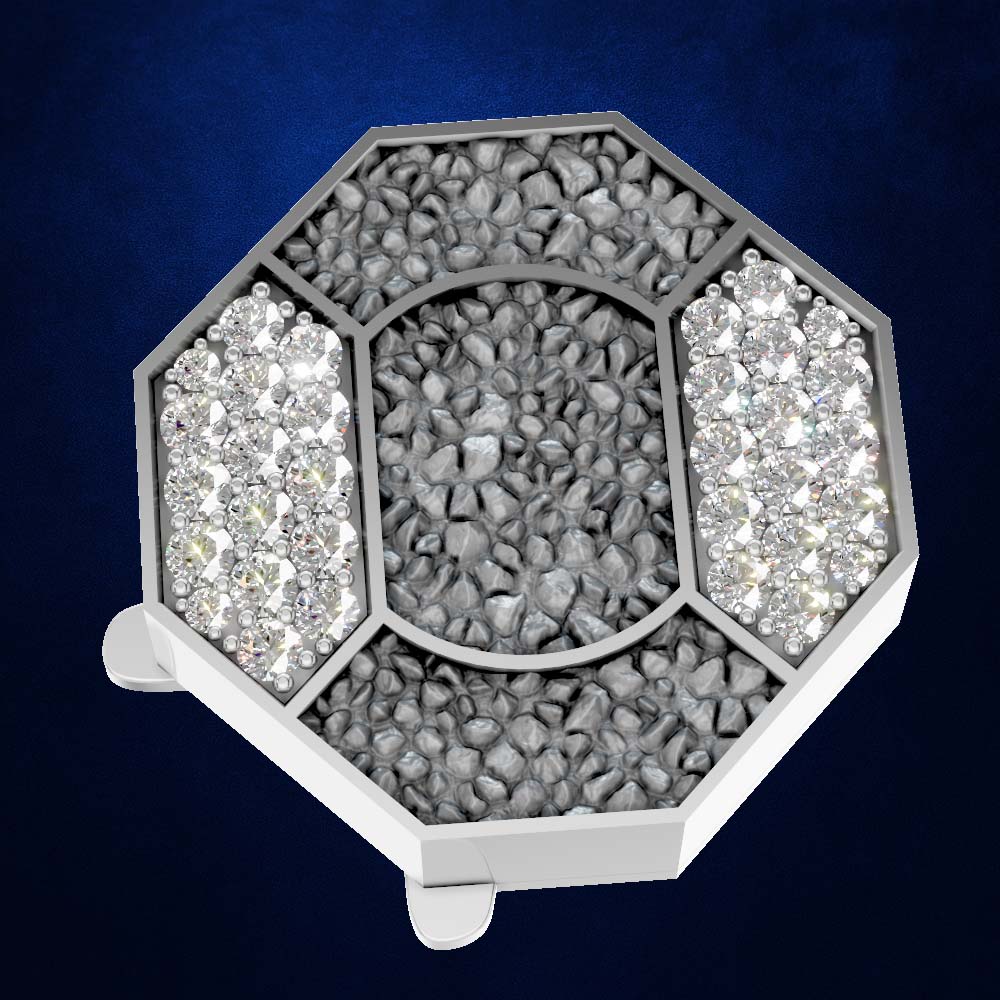 Textured Lab Diamond Studded Button Unique Fine Jewelry for Women