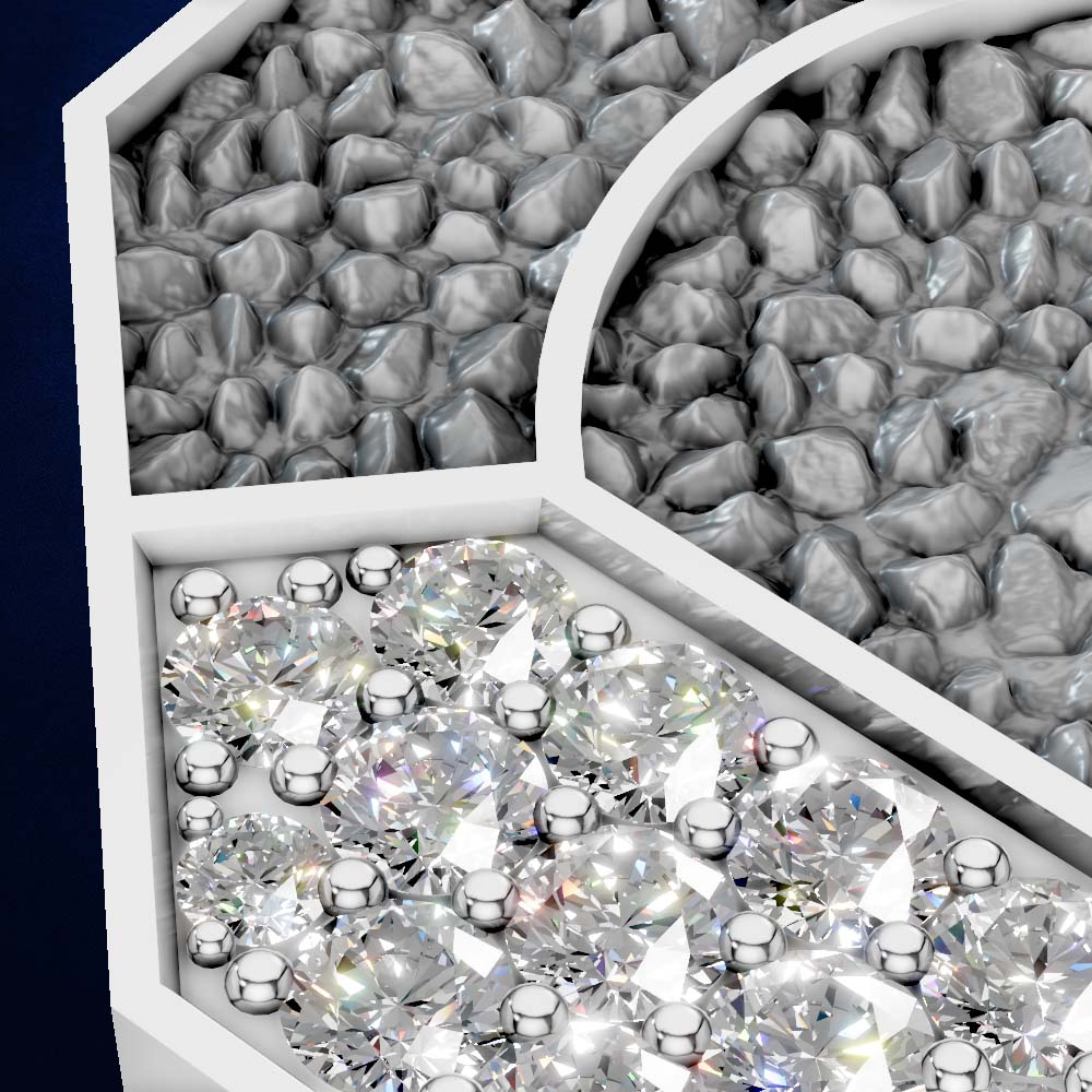 Textured Lab Diamond Studded Button Unique Fine Jewelry for Women
