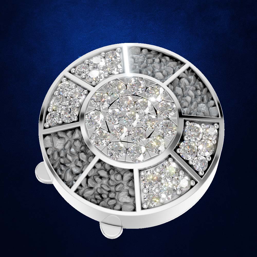 Round Diamond Studded Button Solid Gold Premium Shirt Jewelry