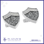 Shield Shaped Cufflinks for Men 18K Gold Laboratory Grown Diamond Iced Luxury Designer Formal Jewelry Gift