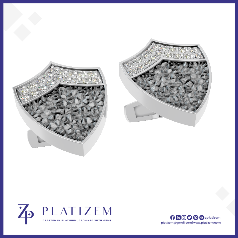 Shield Shaped Cufflinks for Men 18K Gold Laboratory Grown Diamond Iced Luxury Designer Formal Jewelry Gift
