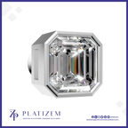 Emerald Cut Bezel Set Lab Grown Diamond Earrings for men